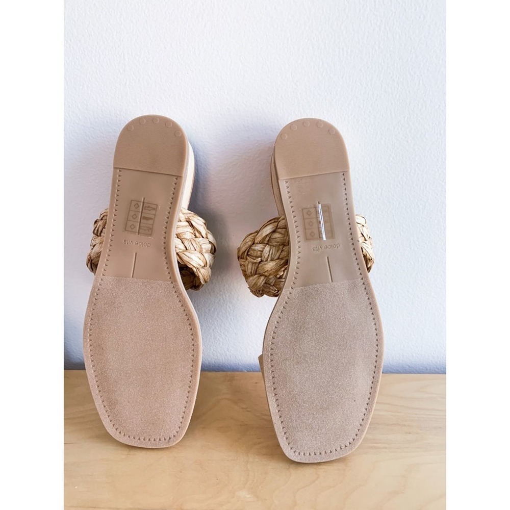 NEW Dolce Vita Beige Braided Raffia Persey Slide Sandals - Picture 3 of 8